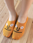 Fashion Khaki Cartoon Emoji Embroidered Shallow Mouth Socks