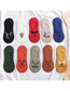 Fashion Navy Cartoon Emoji Embroidered Shallow Mouth Socks