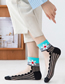 Fashion Black Sunflower Embroidery Stockings Stitching In Tube Socks