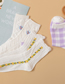 Fashion Purple Grid Cotton Check Print Socks
