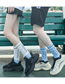 Fashion Socks White And Blue Cotton Numeric Embroidered Socks