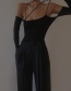 Fashion Black Lace-up Collar Long-sleeved Jumpsuit