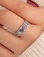 Fashion Silver Color Alloy Diamond Mahjong Ring