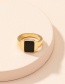 Fashion Black Alloy Dripping Geometric Square Ring