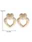 Fashion Gold Color Metal Embossed Double Heart Stud Earrings