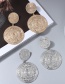 Fashion Silver Color Metal Carved Round Coin Earrings
