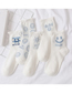 Fashion Big Smile Cotton Geometric Embroidered Roll Socks