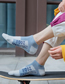 Fashion Toe Blue Cotton Geometric Embroidered Short Socks