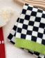 Fashion Green Edge Checkerboard Wool Knitted Scarf
