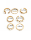 Fashion Gold Color Alloy Geometric Pearl And Diamond Ring Set