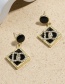 Fashion Black Alloy Diamond Letter Earrings