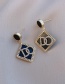 Fashion Black Alloy Diamond Letter Earrings