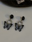 Fashion Black Alloy Hollow Butterfly Ring Earrings
