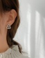 Fashion Picture Section Alloy Triangle Houndstooth Leather Asymmetrical Stud Earrings