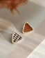 Fashion Picture Section Alloy Triangle Houndstooth Leather Asymmetrical Stud Earrings
