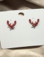 Fashion Red Alloy Point Diamond Antler Earrings