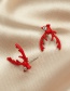 Fashion Red Alloy Point Diamond Antler Earrings
