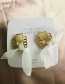 Fashion Picture Section Alloy Square Cat's Eye Fabric Bow Stud Earrings