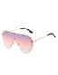 Fashion Double Tea Slices In Gold Color Frame Studded Toad Large Frame Sunglasses