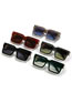 Fashion Gray-striped Gray-green Tablets Large Square Frame Sunglasses