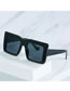 Fashion Black Frame All Gray Film Large Square Frame Sunglasses