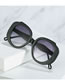 Fashion White Frame All Gray Film Large Frame Sunglasses With Rhombus Temples