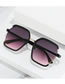 Fashion Black Frame Gray Powder Tablets Metal Two-tone Paint Gradient Sunglasses