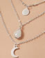 Fashion Silver Color Alloy Water Drop Jade Disc Moon Multilayer Necklace