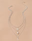Fashion Silver Color Alloy Water Drop Jade Disc Moon Multilayer Necklace