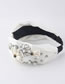 Fashion Khaki Broad-brimmed Headband With Fabric Pearls And Diamonds
