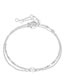Fashion Steel Color Double-layer Bracelet With Stainless Steel Inlaid Pearl Chain