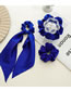Fashion Matte Blue Large Intestine Ring Fabric Pleated Hair Tie