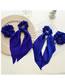 Fashion Glossy Blue Streamer Fabric Long Tail Streamer Pleated Hair Tie