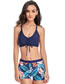 Fashion Dark Blue Nylon Drawstring Sling Print Boxer Shorts Split Swimsuit