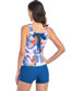 Fashion Blue Flower Printed Ruffled Sling Boxer Shorts Split Swimsuit