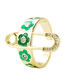 Fashion Red Gold-plated Copper And Zirconium Brooch Drip Oil Flower Ring