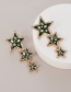 Fashion Dark Green Alloy Diamond Five-pointed Star Stud Earrings