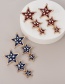 Fashion Red Wine Alloy Diamond Five-pointed Star Stud Earrings