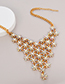 Fashion White Alloy Diamond Flower Necklace