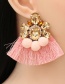 Fashion White Acrylic Fancy Diamond Hair Ball Tassel Stud Earrings