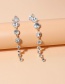 Fashion F14670-4 Oval White Diamond Irregular Geometric Rhinestone Tassel Earrings