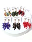 Fashion Black Red Imitation Crystal Geometric Tassel Earrings