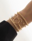 Fashion Gold Alloy Pearl Chain Splicing Ring Bracelet Set