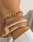 Fashion Gold Metal Diamond Claw Chain Pearl Beaded Chain Bracelet Set