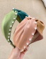 Fashion Beige + Black Stitching Nail Pearl Headband Fabric Color Matching Nail Pearl Cross Headband