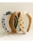 Fashion Beige + White Knitted Stitching Knotted Headband Polka Dot Print Knit Stitching Knotted Headband