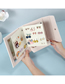 Fashion Off-white Pu Portable Tri-fold Wave Storage Book With Mirror