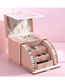 Fashion Pink Pu Large-capacity Multi-layer Jewelry Storage Box