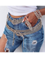 Fashion 10 Rows Of Gold With Bead Chain Metal Diamond-studded Square Buckle Belt