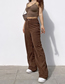 Fashion Brown Corduroy High-waisted Straight Wide-leg Pants